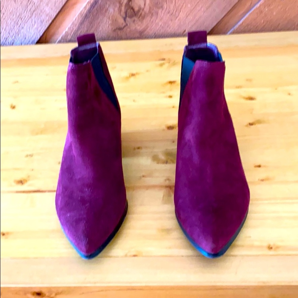 Burgundy Suede leather Ankle Boots